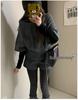 Women's Gray Woolen High-Waisted A-Line Slimming Winter Shorts 2025.