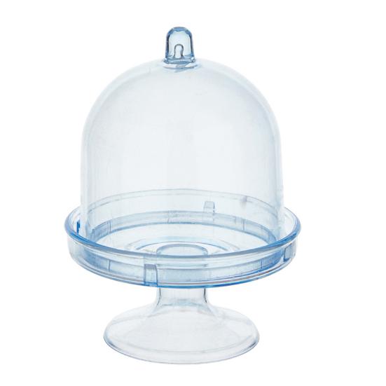 Mini-Kuchenständer aus Kunststoff mit Kuppelhaube Klar Dessert Cupcake Ausstellungsständer Schokoladen-Süßigkeiten-Platte für Geburtstag Feiertag Babyparty Teeparty Zubehör