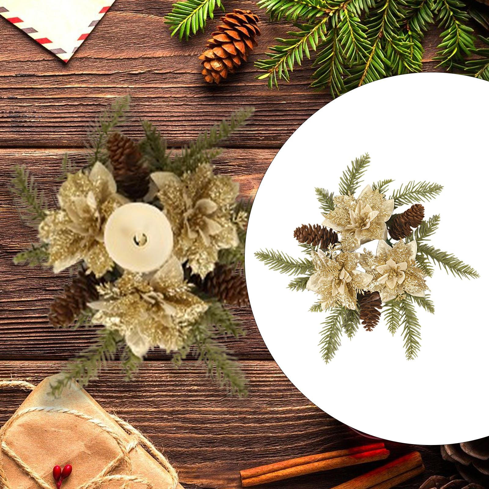 

Подсвечник кольцо для рождественского венка, настольное украшение для дома Golden 35cm