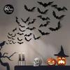 72pcs 3D Black PVC Bat Wall Stickers Halloween Decorations Scary Party Props DIY Home Bar Room Decoration for Spooky Halloween Night