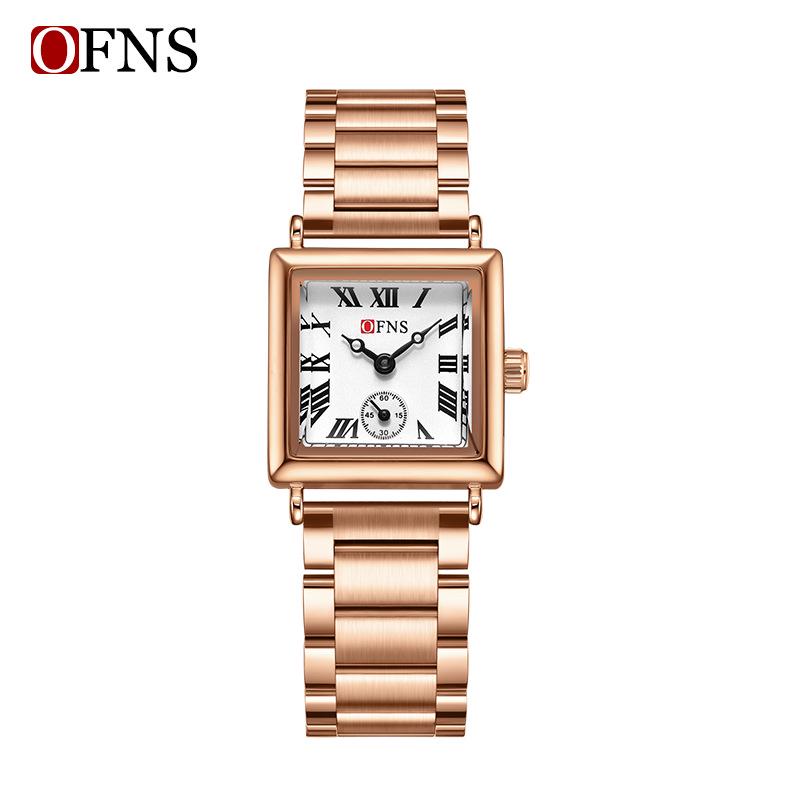 OFNS Women's Classic Luxury Retro Square Quartz Watch with Roman Numerals