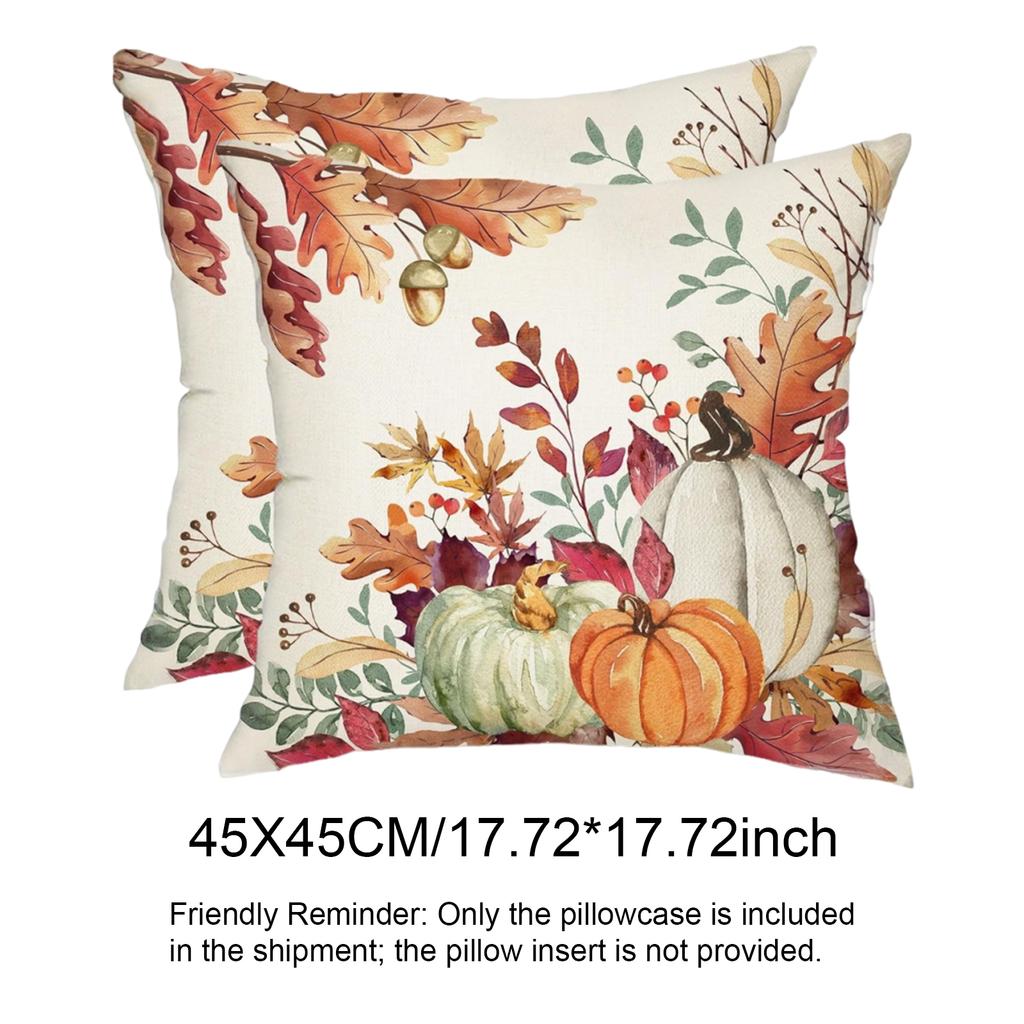 2Pcs Halloween Pumpkin Pillowcase Washable Thanksgiving Decor Pillowcase Pumpkin Print Cushion Cover for Porch Patio Apartment