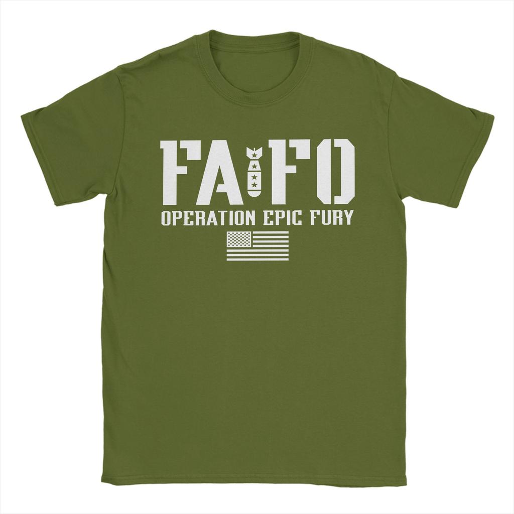 FAFO Operation Epic Fury TShirt Men  Vintage T Shirts Summer O Neck Hip Hop Tees Design Big Size Tops