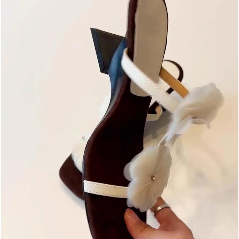 Mode Blume Damen Hausschuhe Mittelhohe Absätze Mode Kleiderschuhe Sommer Designer Sandalen Frau 2025 Elegant Neue Pumps Luxus Sandalias Mujer