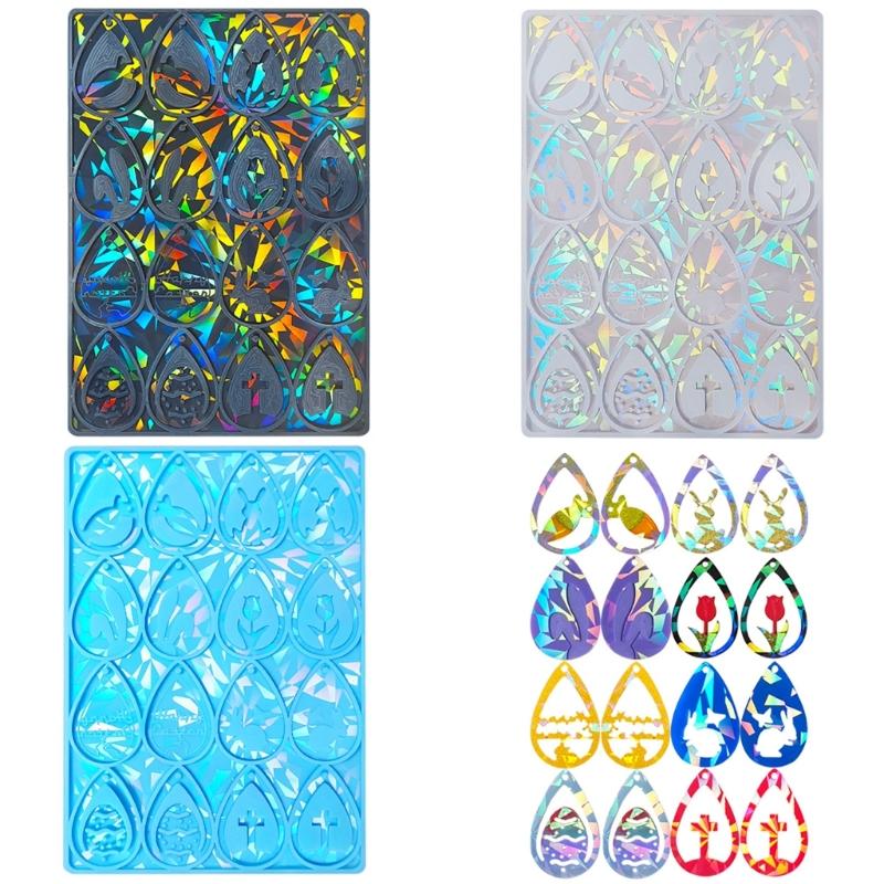 Earring Pendant Epoxy Mould Holographical Lasers Silicone Mold Water Drop Shaped Earrings Mould for Jewelry Enthusiasts