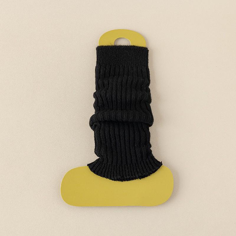 Womens Chunky Knit Leg Warmers Winter Thermal Socks Mid-Calf Pure Color Fuzzy Wool Blend Fall Black