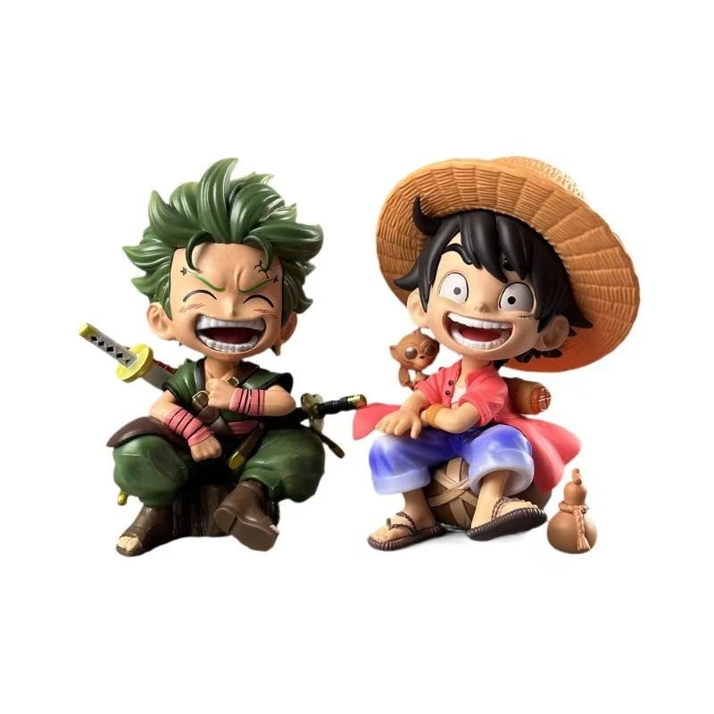 Color high-quality One Piece Luffy hand-made Solon Chaowan Q GK boxed version of sitting and laughing or Entertaining Play Safe Kid Friendly Fun