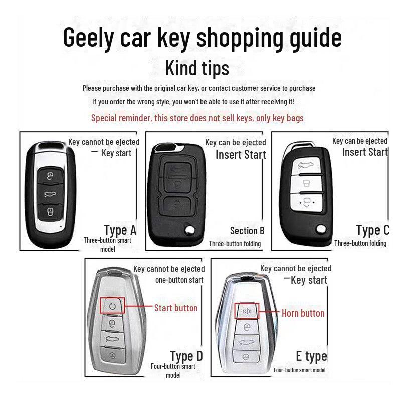Geely New Vision car key cover for Emgrand GL, Borui, Boyue, Binyue, Xingyue with special buckle shell.