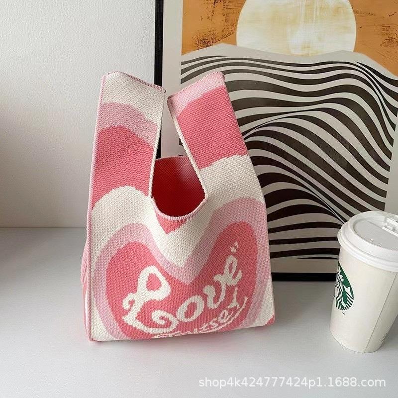 Knitted bag, gift bag, souvenir gift, woven bag, gift bag, fashion wrist bag, handbag, women's bucket bag.