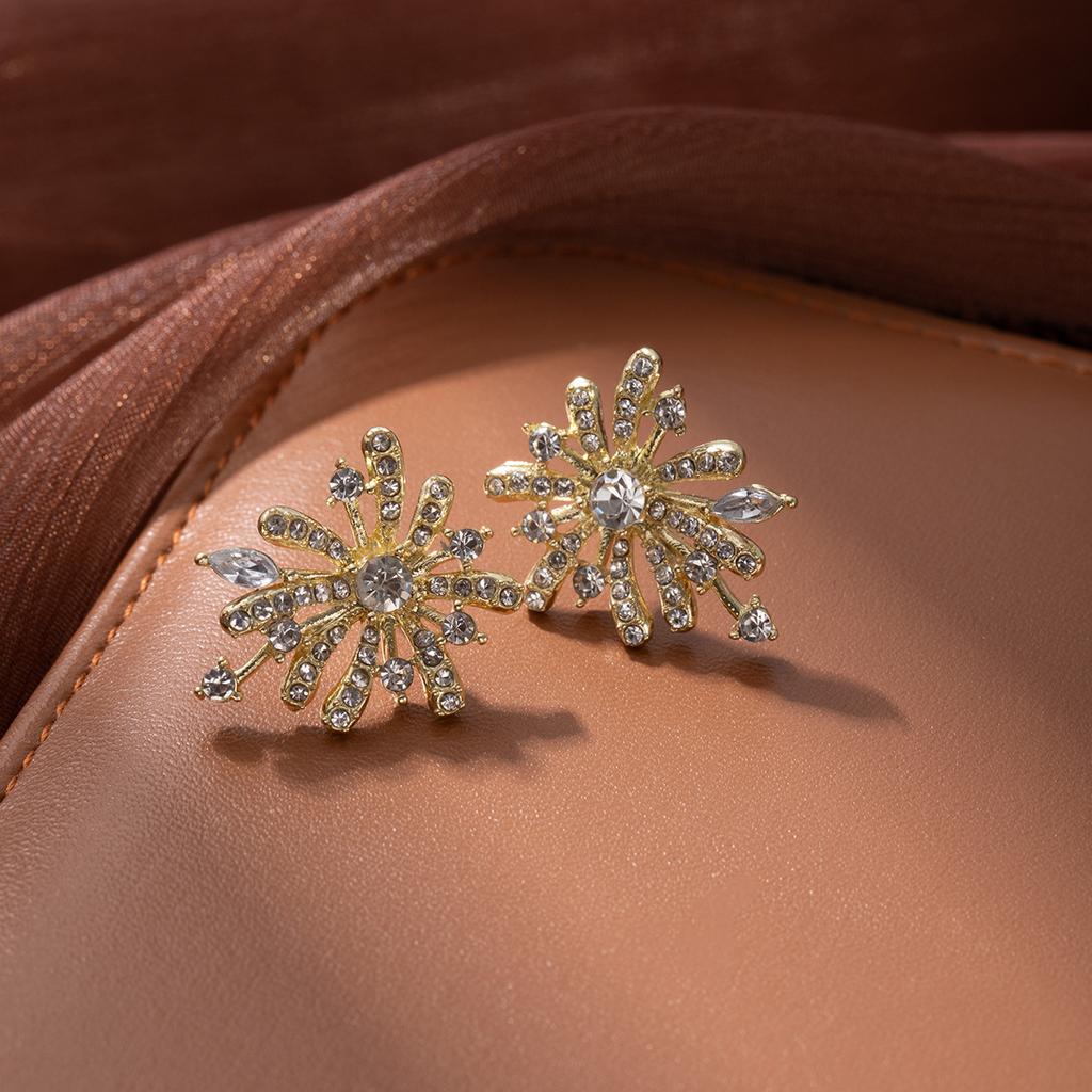 Fireworks Stud Earrings Women'S Light Luxury Niche High-End Autumn And Winter Temperament Earrings Niche Unique Design Ear Jewelry