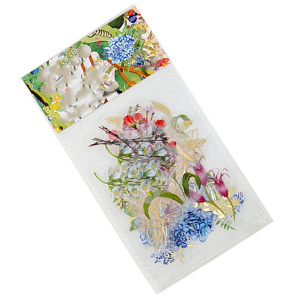 30 feuilles d'autocollants floraux de différents styles, faciles à utiliser, imperméables, en PET, couleurs vives, pour plantes