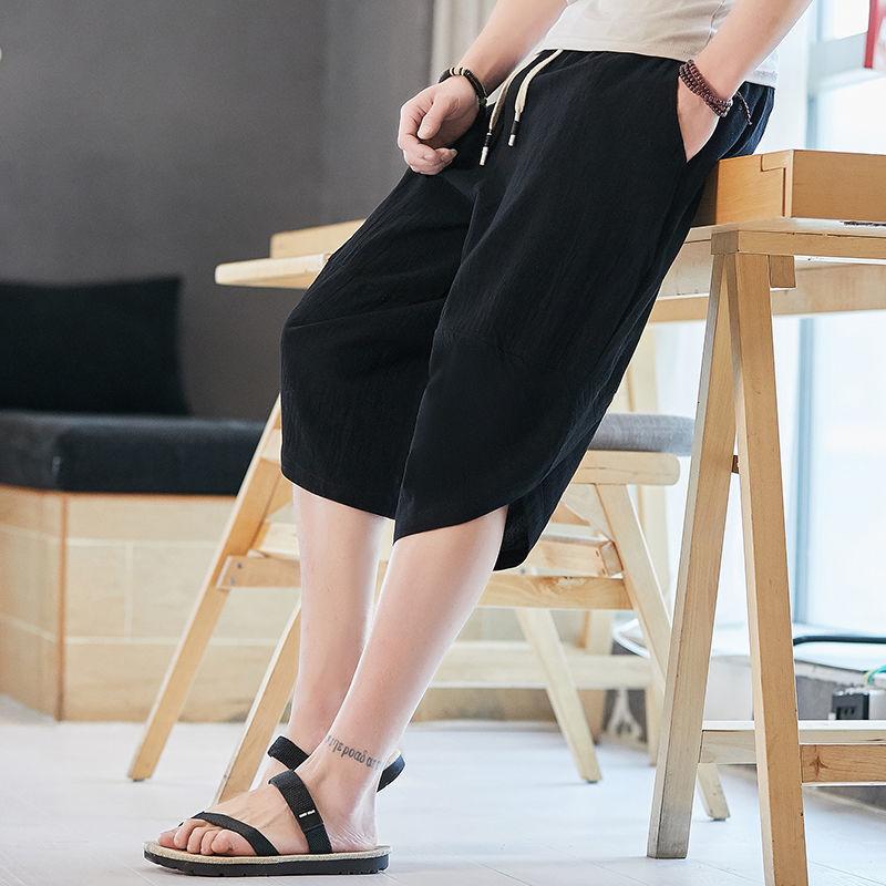 Letní bavlněné zkrácené kalhoty Pánské Mládež Volné Ležérní Harémové šortky