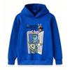 Stylish long sleeve kids hoodie with lovely monster character print, comfortable loose cut, great for school wear and weekend family outdoor trips.