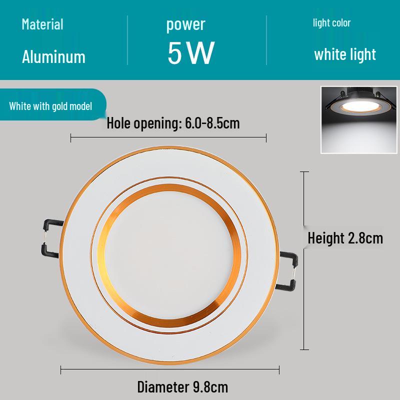 5W Dimmable Ceiling Downlight with 3-Color Settings