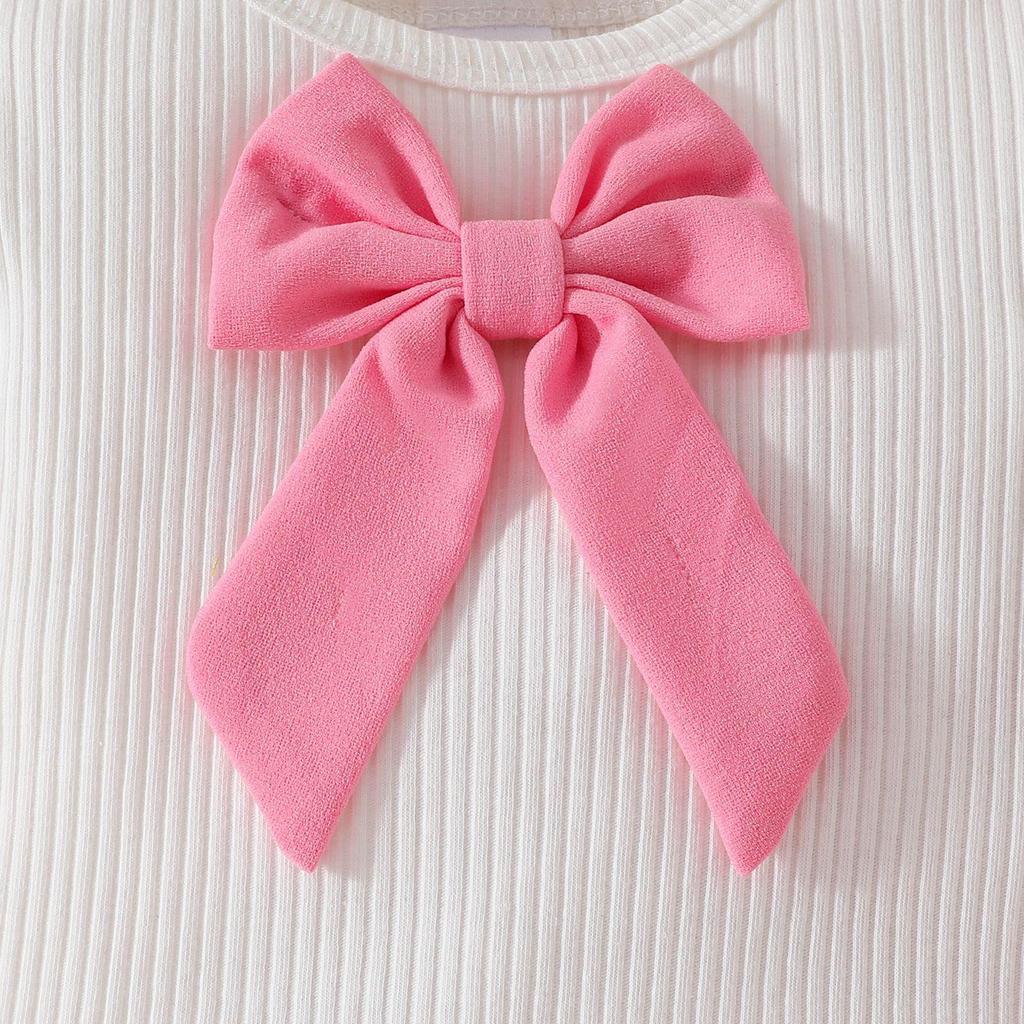 2025 Toddler Girl Ruffle Bow Top, Skort & Beret Set