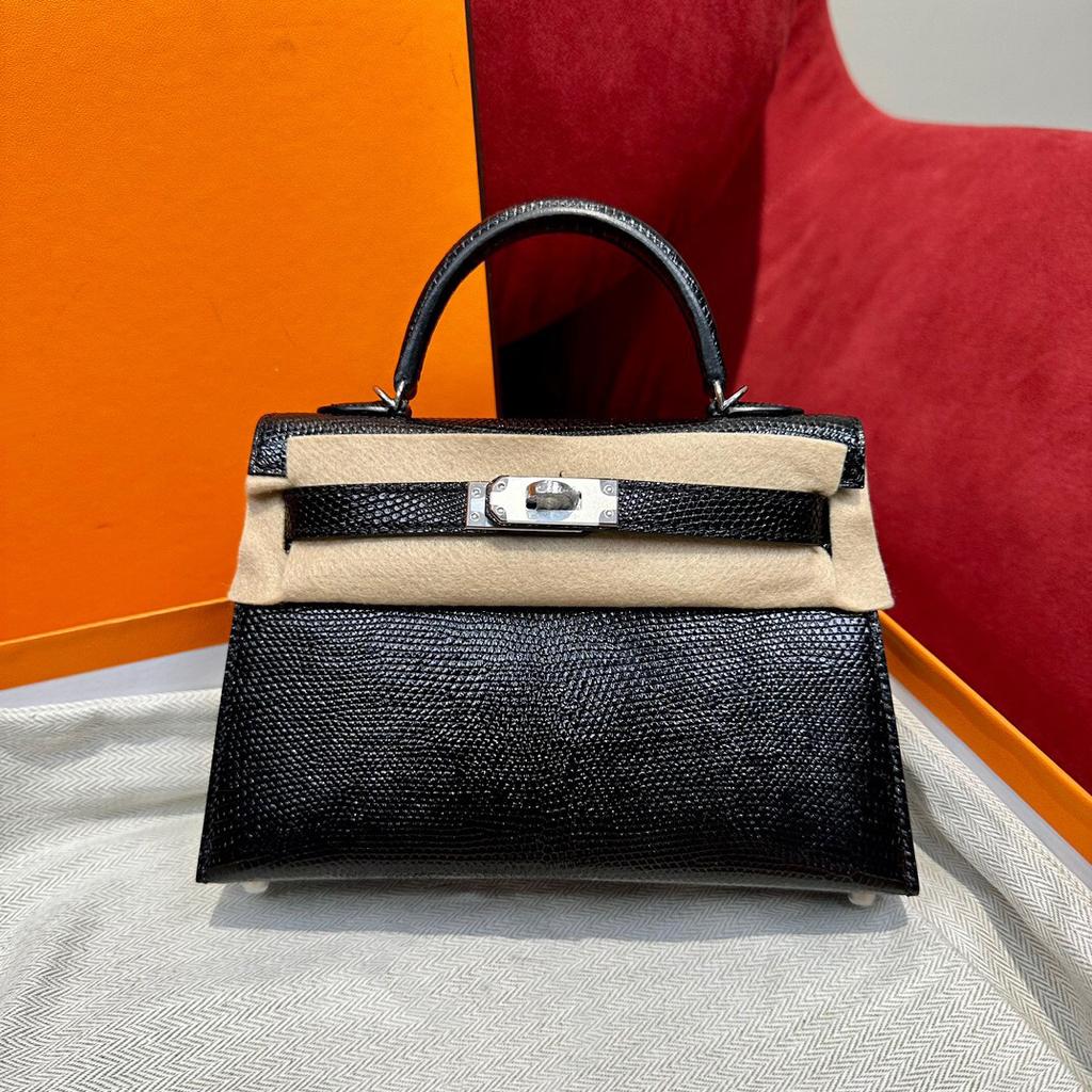 Haute Couture Mini Second Generation Half Hand Lizard Pattern Cowhide One Shoulder Crossbody Handbag Women's Light