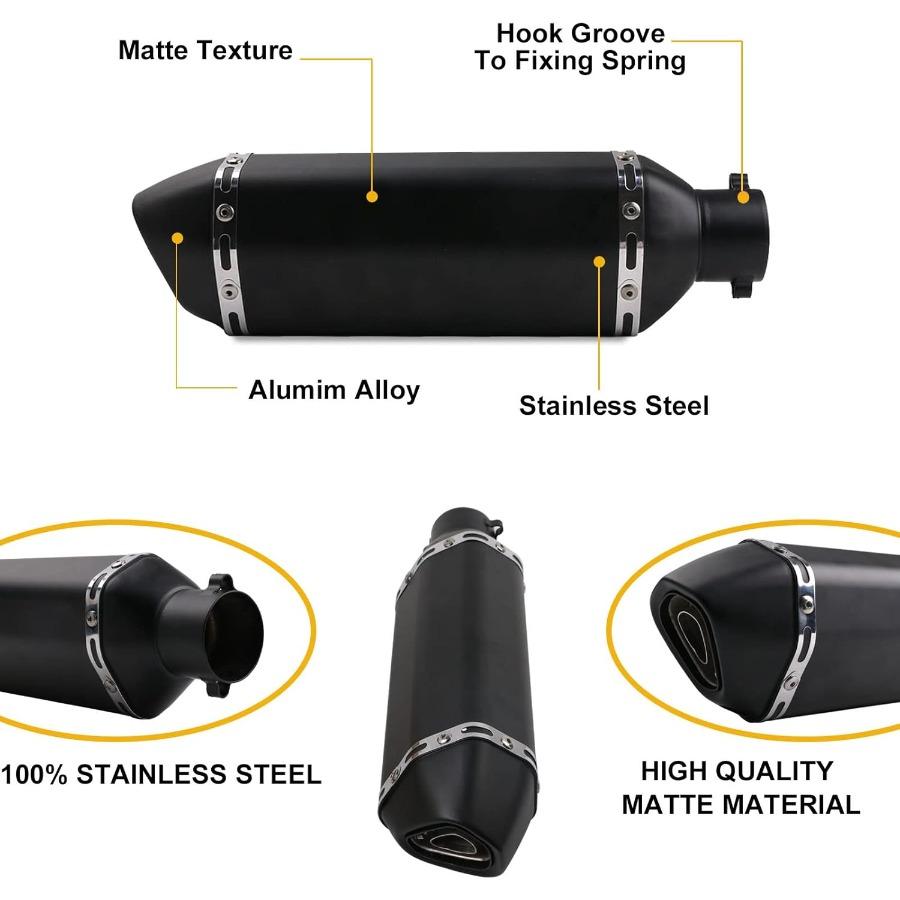 Exhaust Muffler 1.52 Inch Inlet with Removable DB Killer for Street and Sport Motorcycles and Scooters Featuring 3851mm Diamete