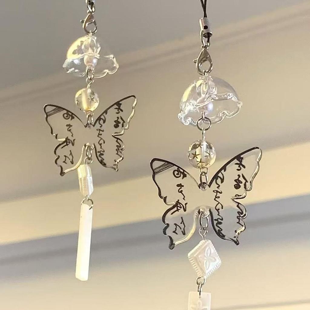 Unique Butterfly Wind Chime Phone Charm Bag Ornament Bag Pendant Decorations Acrylic Texture for Various Occasion