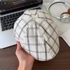 2026 New Literary Retro Plaid Forward Hat Men's and Women's Spring and Summer British Fashion Casual Short Brim Newsboy Caps