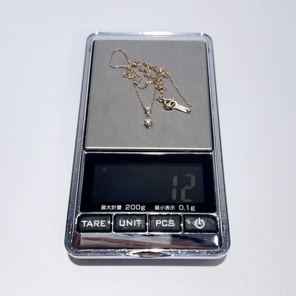 Used 4 Yondoshi K18PG Diamond Necklace 40cm 1.2g Pink Gold Women's Accessories Brand Jewelry Good Condition