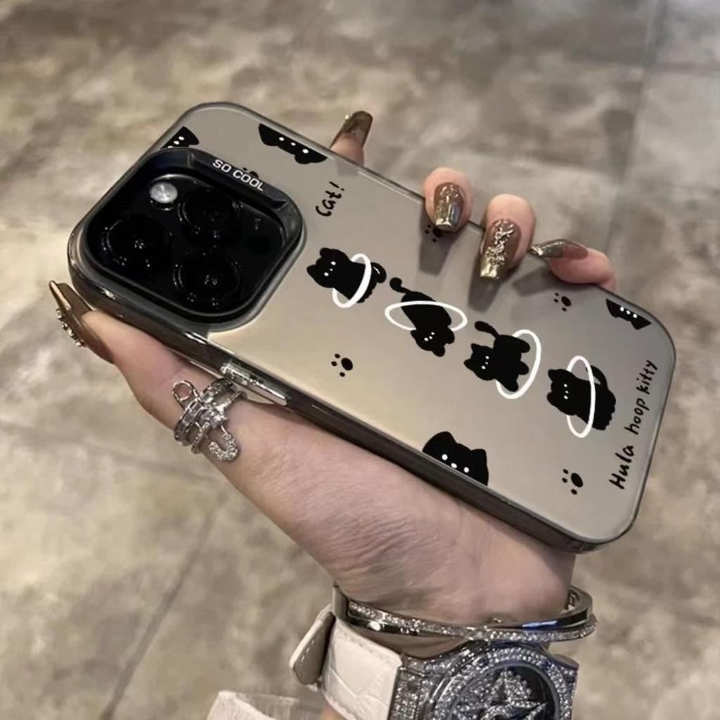 Silver Black Kitten Phone Case for iPhone 12 Pro Max/16/17, Niche Design