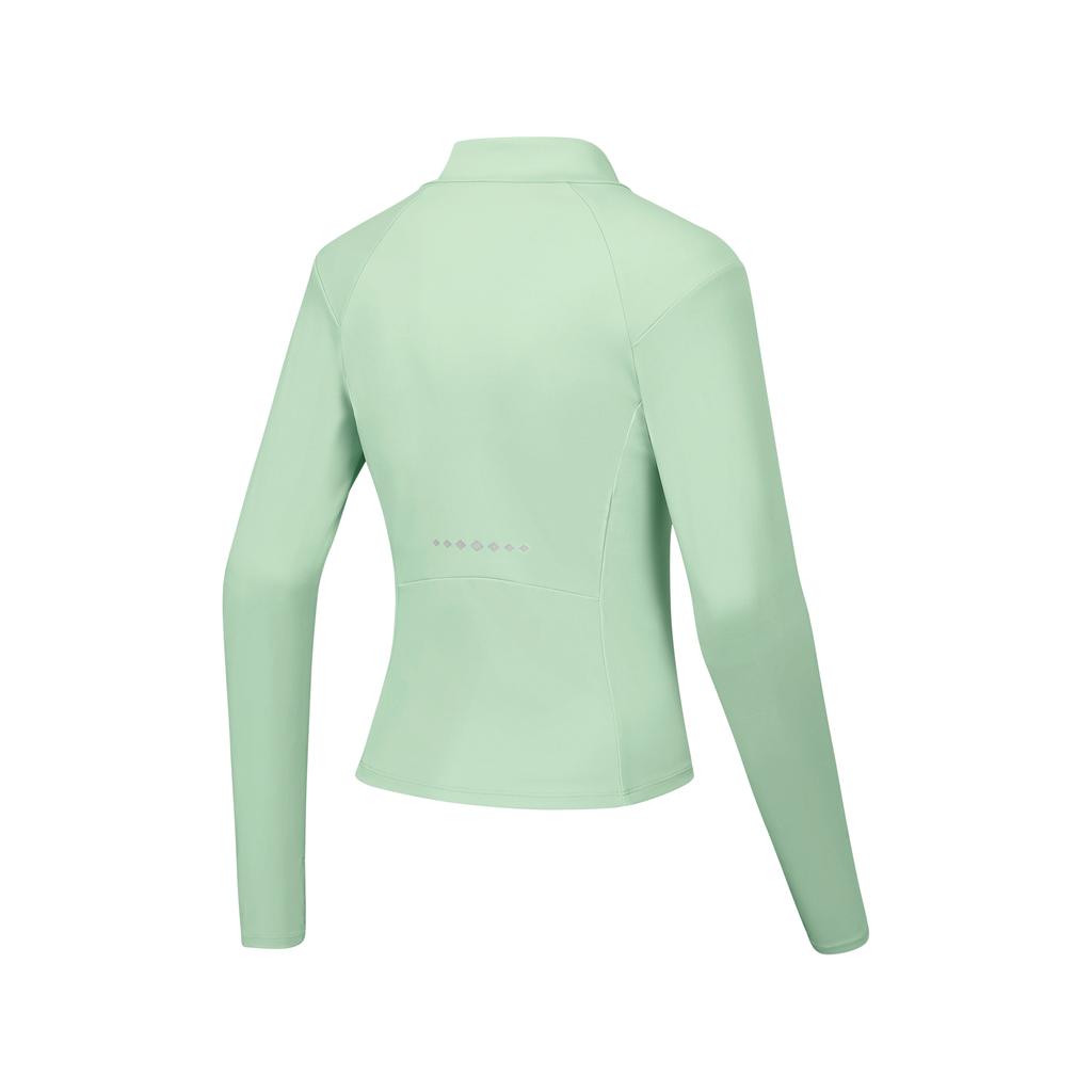 Skechers Freedom Fitness Logo Slim Fit Stand Collar Knitted Long Sleeve T-Shirt Women tops Smoke-Green P125W105-0312