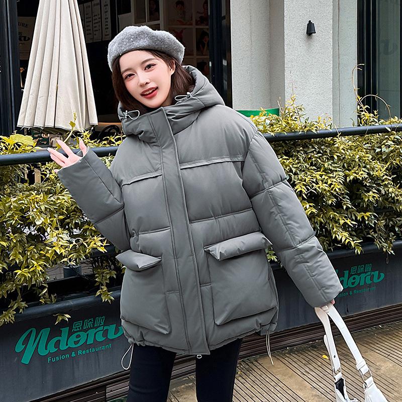 2025 Winter Cotton-padded Clothes Women's Thickened Hooded Loose Hooded Korean Version Bread Clothes Small Cotton-padded Jackets Foreign Trade