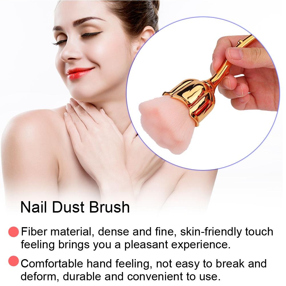 Rose Shape Long Handle Nail Art Brush Manicure Nail Polishing Dust Powder Removal Brush 01#