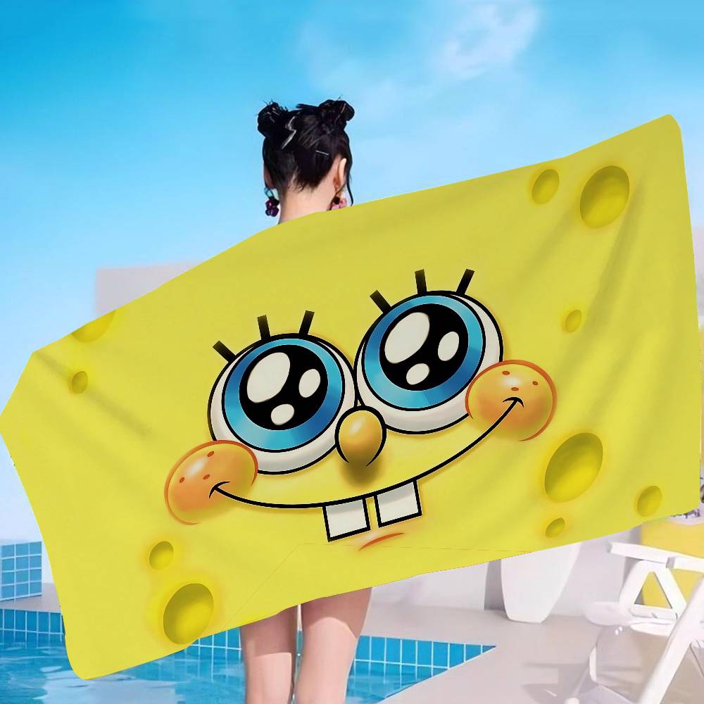 Magic Shark Cute S-Spongebobs Bath Towel Microfiber Soft Water Absorbing Breathable For Girl Kids Decorative Beach Towel