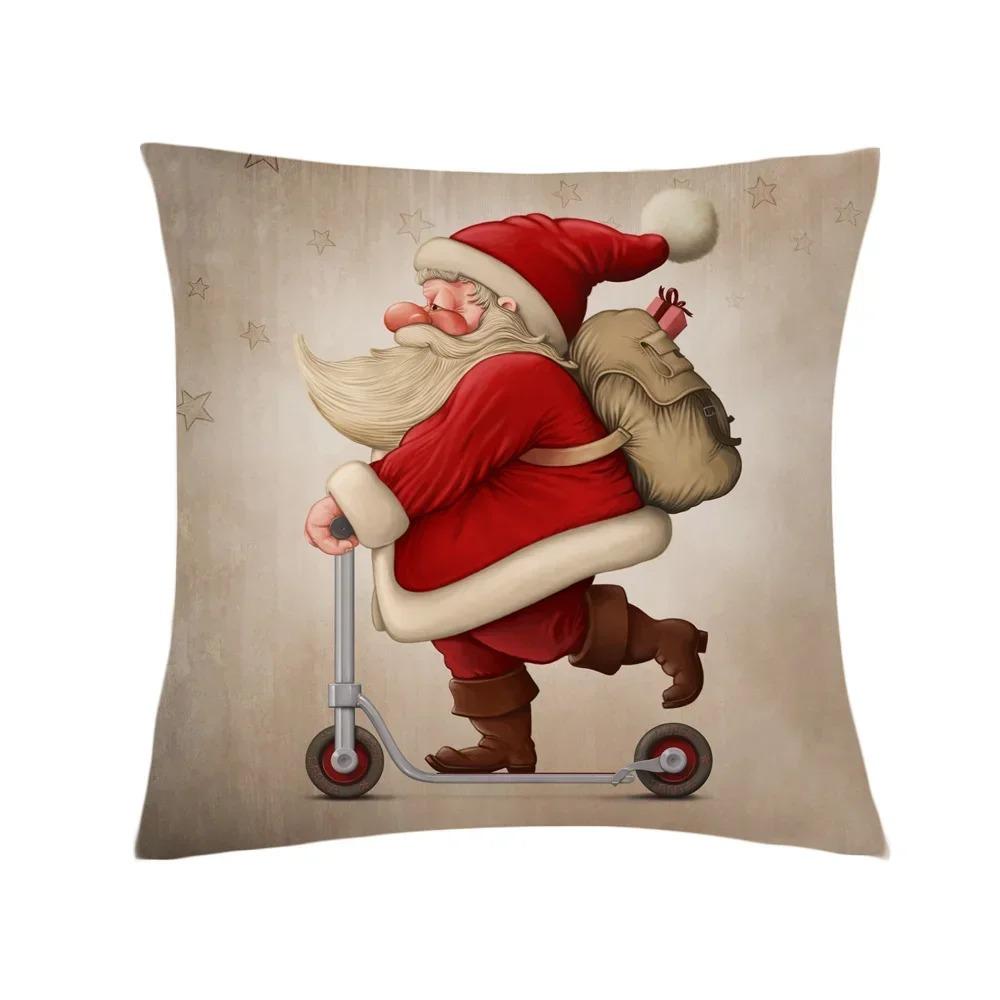 Home Decor Funny Santa Claus Pattern Cushion Cover Pattern Cushion Cover Suitable for Sofa Bedroom Car Pillow Cover