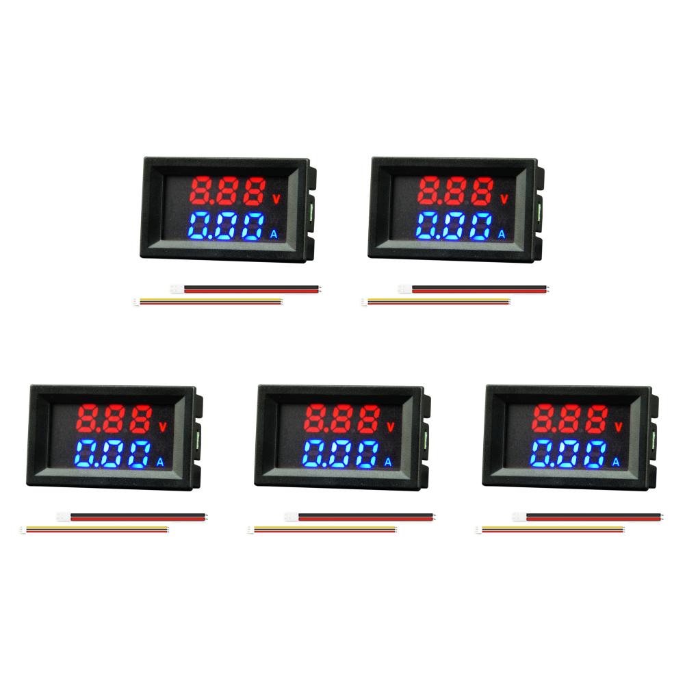 5Pcs 10A/50A/100A Digital Voltmeter Dual LED Display Current Power Meter Multifunctional Voltage Current Meter Instrument Tool