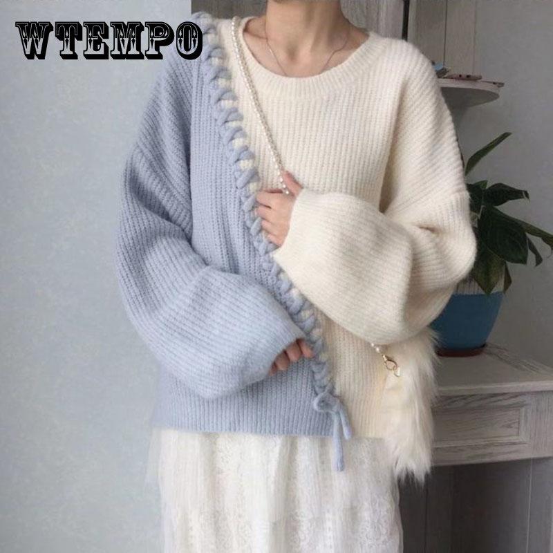 

Нежный женский вязаный свитер, осенне-зимний женский свитер, топы с длинными рукавами, свободный свитер