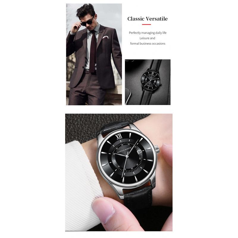 Neue Doppelskalen-Kalenderuhr Herren Casual Business Wasserdichte Quarzuhr