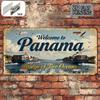 Hisun Tin Sign HD Aluminum Metal Sign Welcome To Panama Bridge of Two Oceans Vintage License Plate Style Wall Decor Retro Panama Canal Cargo