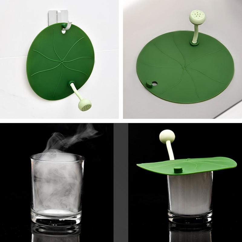 WTEMPO 1PC Green Lotus Leaf Shape Floor Drain Anti-odor Silicone Mat Sewer Anti-insect Plug Mat Bathroom Anti-odor Sealed Floor Drain Cover