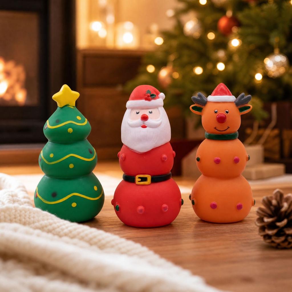 Squeaky Dog Toy with Christmas Tree and Shape, Holiday Pet Supplies