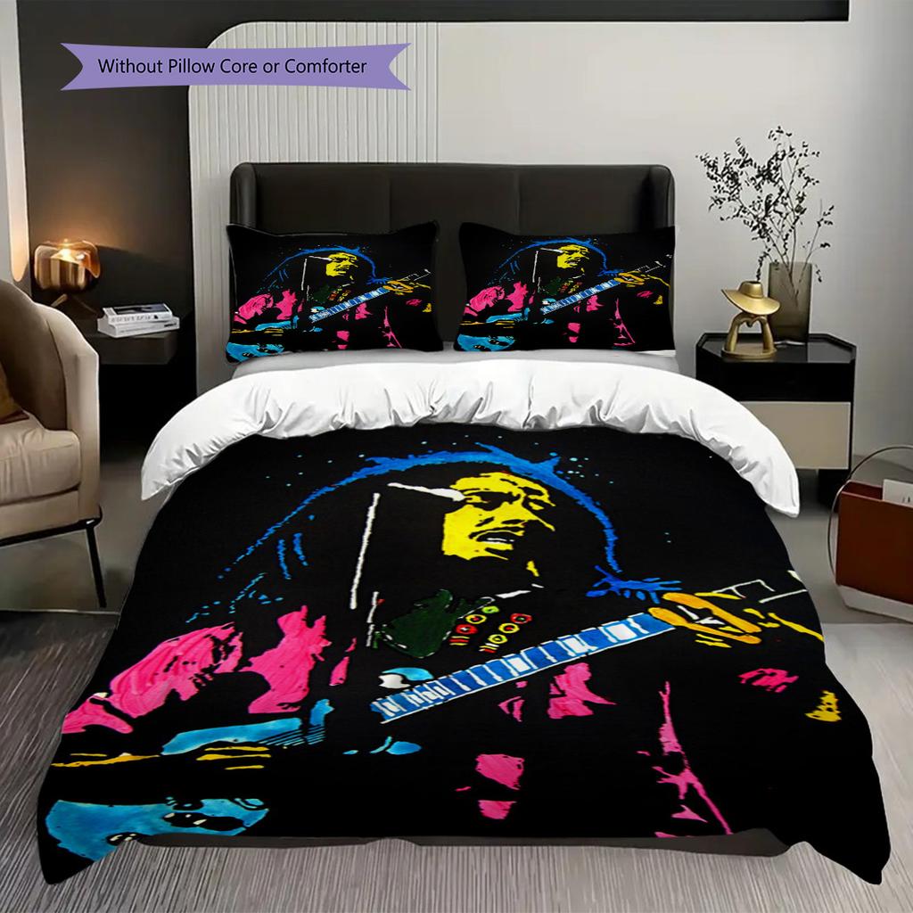 Bob Marley Lebendiges Kunst-Set Dreiteiliges Set 1 Bettbezug 2 Kissenbezüge Ohne Füllung Bettwäsche-Set Bettbezug und Kissenbezug