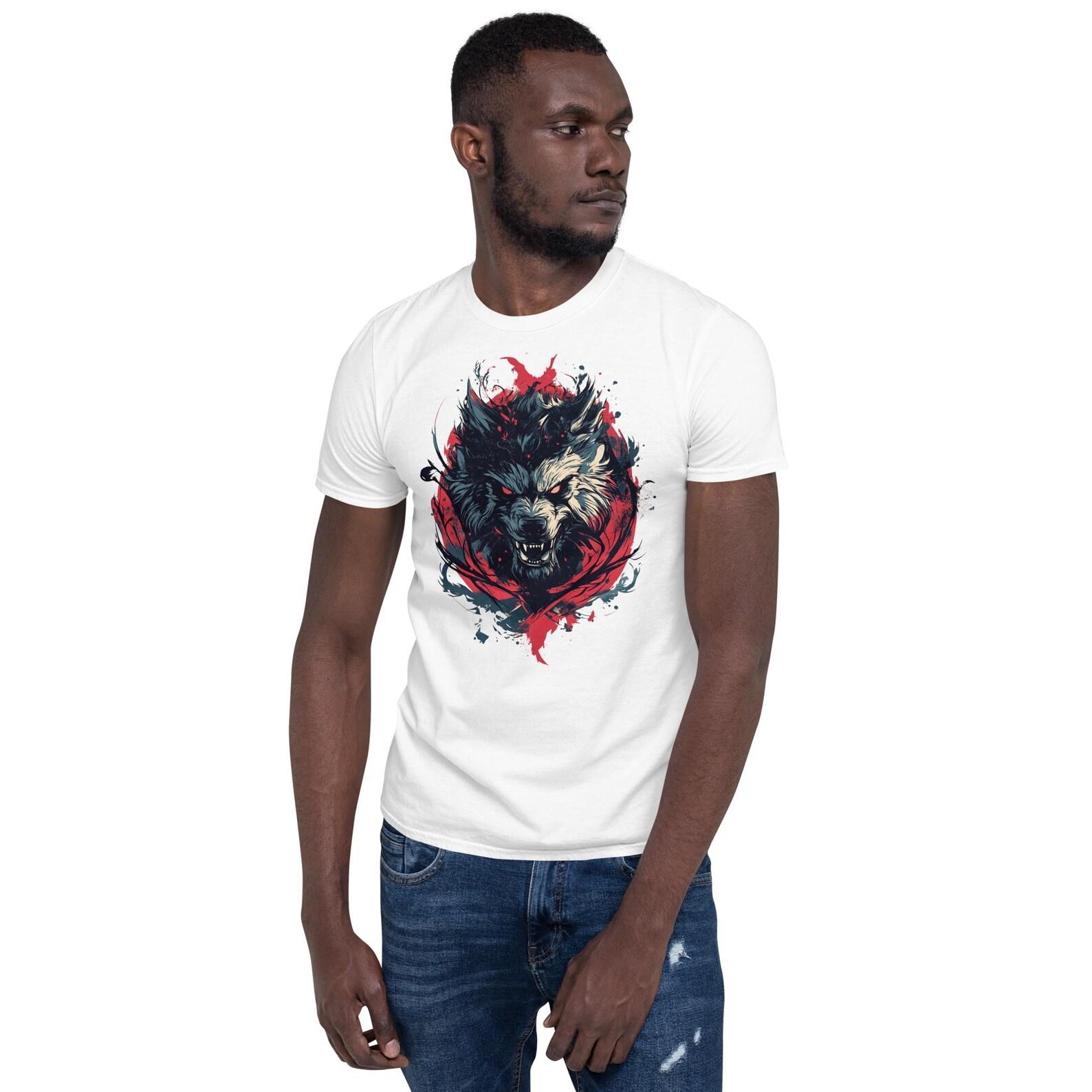 Unisex Wolf Art T-Shirt – Abstract Animal Graphic Tee – Unique Fantasy Style Apparel S