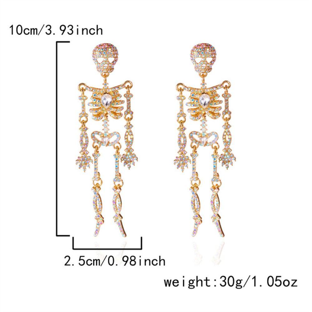 Punk Style Skeleton Pendant Earrings Shiny Halloween Party Jewelry  Festival Jewelry