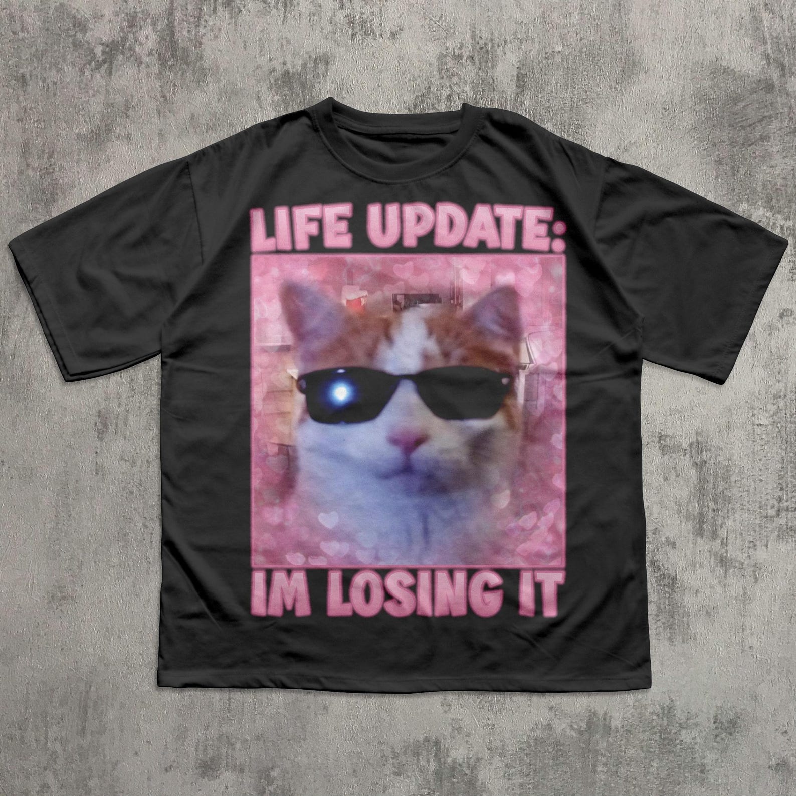 Life Update Im Losing It Funny Cat Meme Tee Shirts Gift for Woman and Man, Cute Cats Shirt, Goofy Ahh T shirt, Unhinged T shirt, Stupid Gifts M