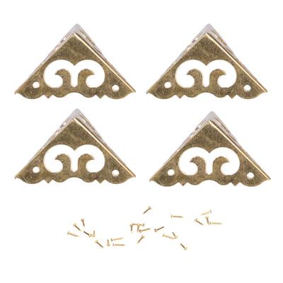 4 pièces Protège-Coins de Boîte en Laiton Massif Avec Vis Protection de Bord Protection d'Angle Décorative Fournitures pour la Maison