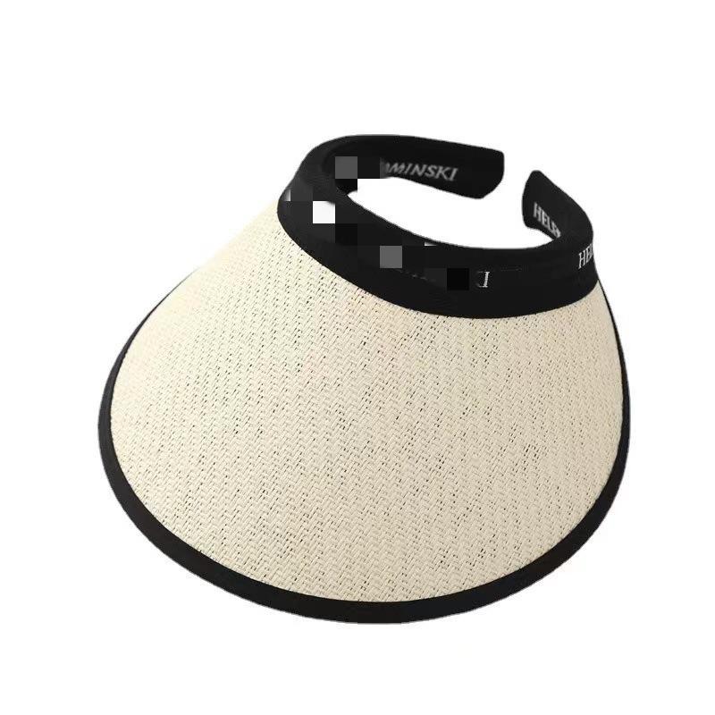 Summer New Korean Version Sunscreen Hat Vinyl Empty Top Sun Hat Face Covering Small Sun Hat Fashionable Versatile Women's Straw Hat