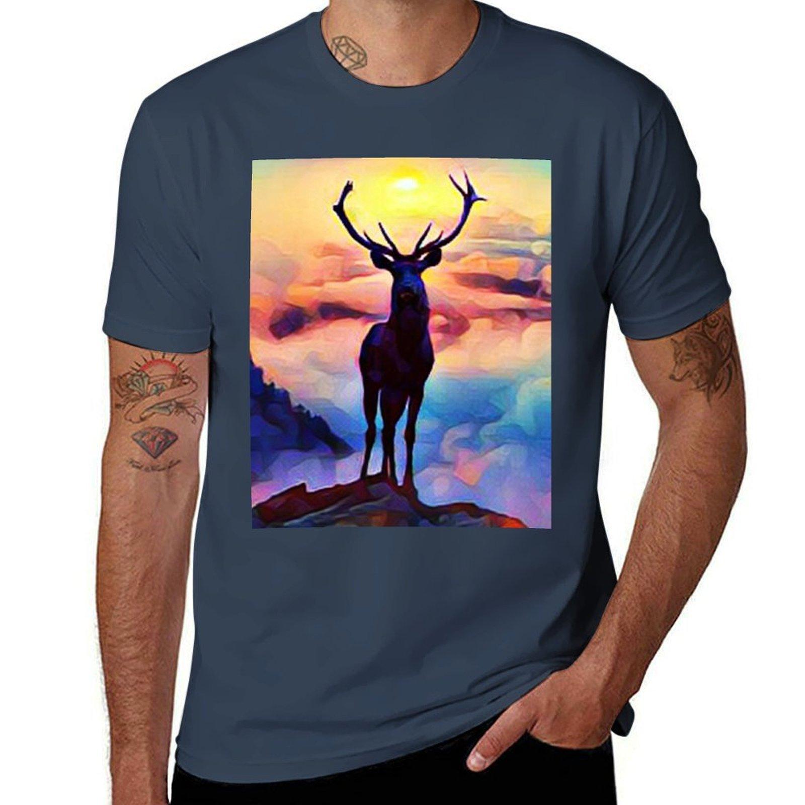Magical Deer Abstract Painting Art Design Tshirt Quick Dry Travel Tshirt S