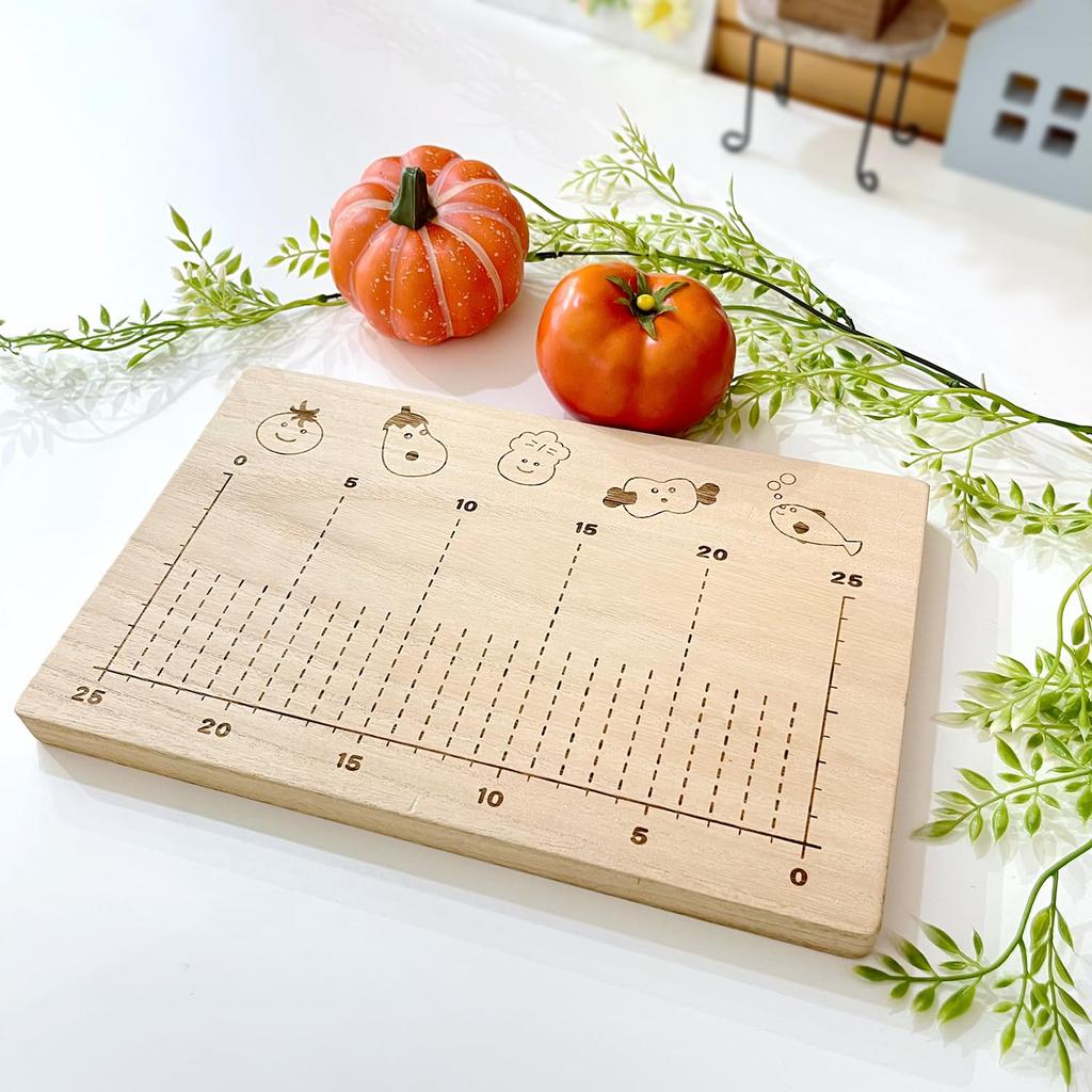 KATOMOKU Cutting Board for Helpers km-87 with Measuring Marks, Paulownia Wood (Natural Wood)