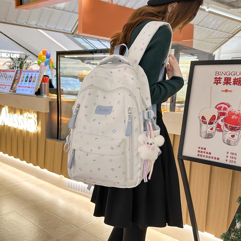 Schoolbag, Korean Style Instagram Fresh Schoolbag, Princess Versatile Cute Star Print Backpack, Middle and High School Class Backpack