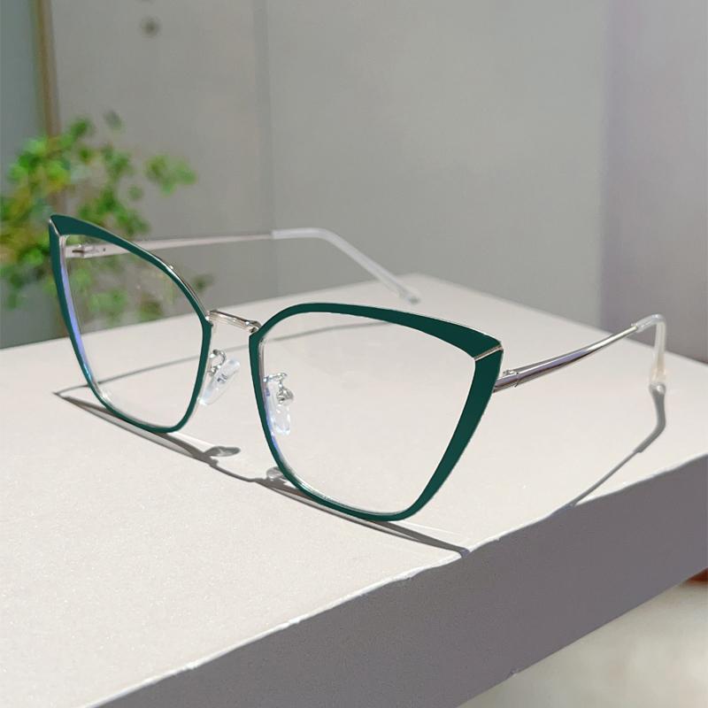 

KAMMPT Oversized Cat Eye Glasses Women Stylish Vintage Brand Design Optical Frames Trendy New Chic Blue Light Blocking Eyewear