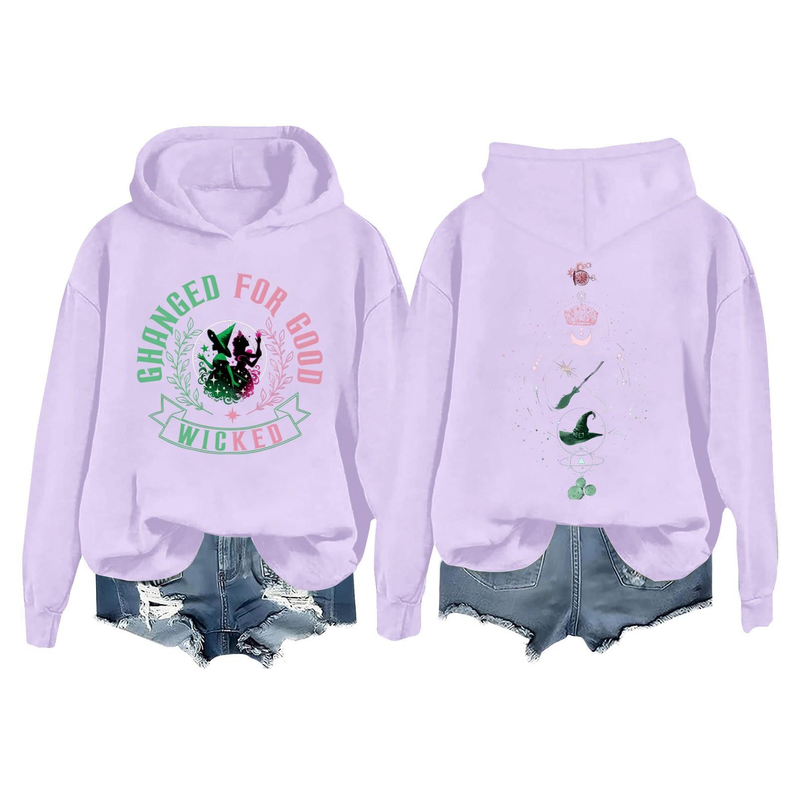 

Женская модная повседневная универсальная повседневная толстовка с капюшоном, повседневная толстовка с длинными рукавами и нашивками сверху L светло-фиолетовый