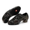 Comode Scarpe da Danza Latina - Tacco Basso per Donne e Tacco Medio per Uomini, Punta Chiusa, Perfette per Cha Cha & Danza Standard.