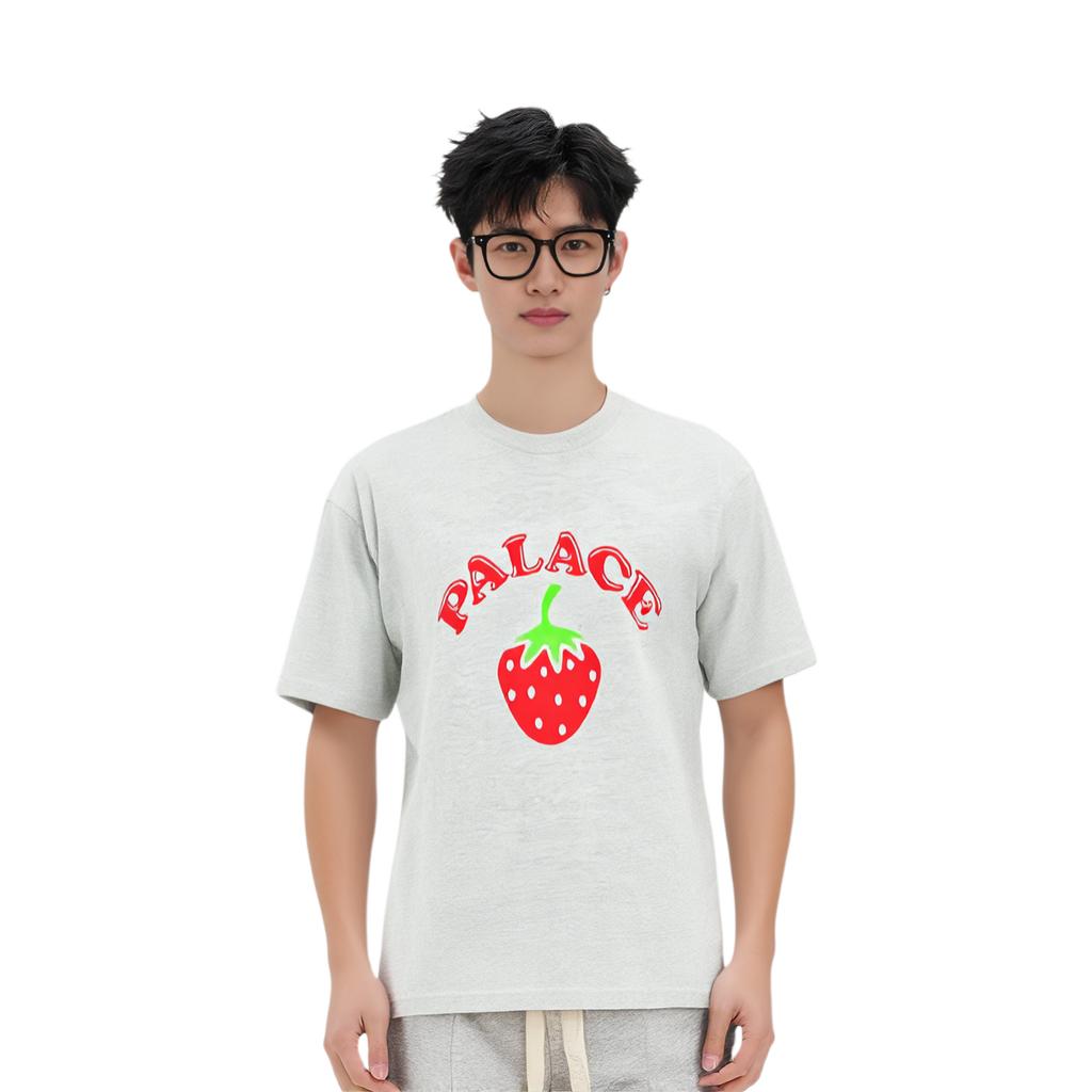 Palace Fruity Alphabet Print Crew Neck Short Sleeve T-Shirt Unisex Tops Grey-Marl P22TS038