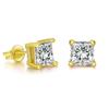 Square Crystal Studs Earrings Men Vintage Simple 4 Claws AAA+ Cubic Zirconia Hiphop Accessories Gold Ear Jewelry OHE147